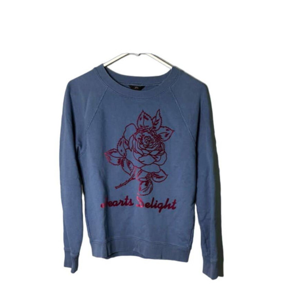 J. Crew Hearts Delight Graphic Blue Crew Neck Size Small - Picture 1 of 4